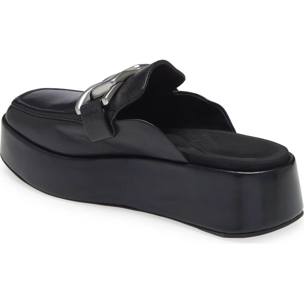 Rag & Bone Logan leather silver chain loafer mule slide platform flatform size 9 - Picture 5 of 16